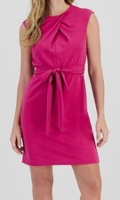 Tahari ASL Womens' Purple Cross-Neck Tie-Waist Stretch Dress Petite Size 6P
