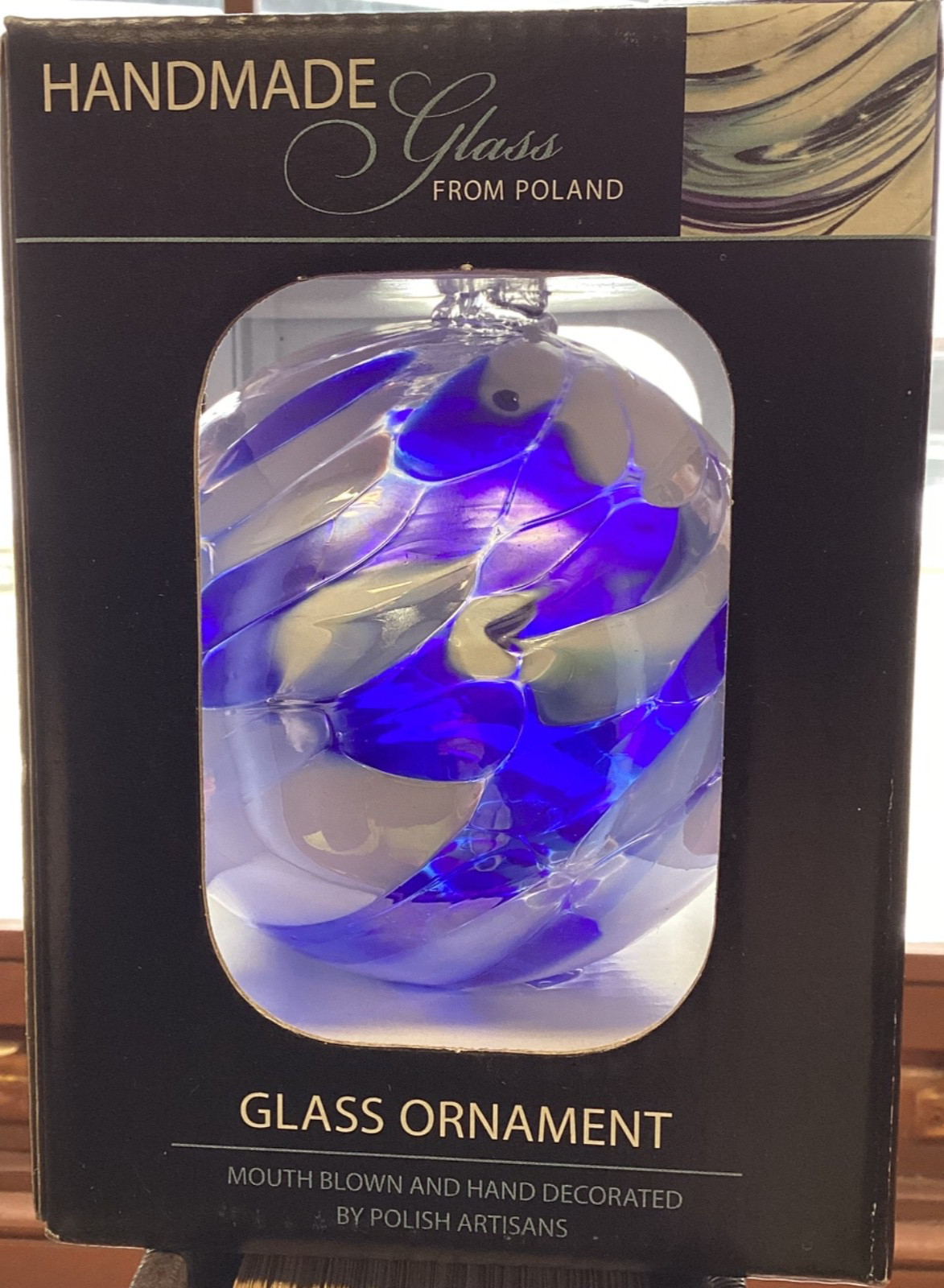 Lot 3 Zorza Hand Made Glass Ornament From Poland Mouth Blown 4” Blue Green Red