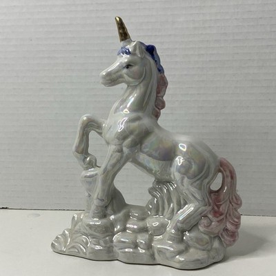 Pearlescent Unicorn Statue Vintage 