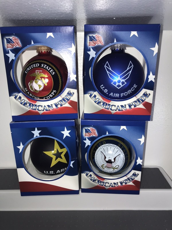 US Military Logo / Hymn Ball Christmas Ornaments 3.25 Set Of four