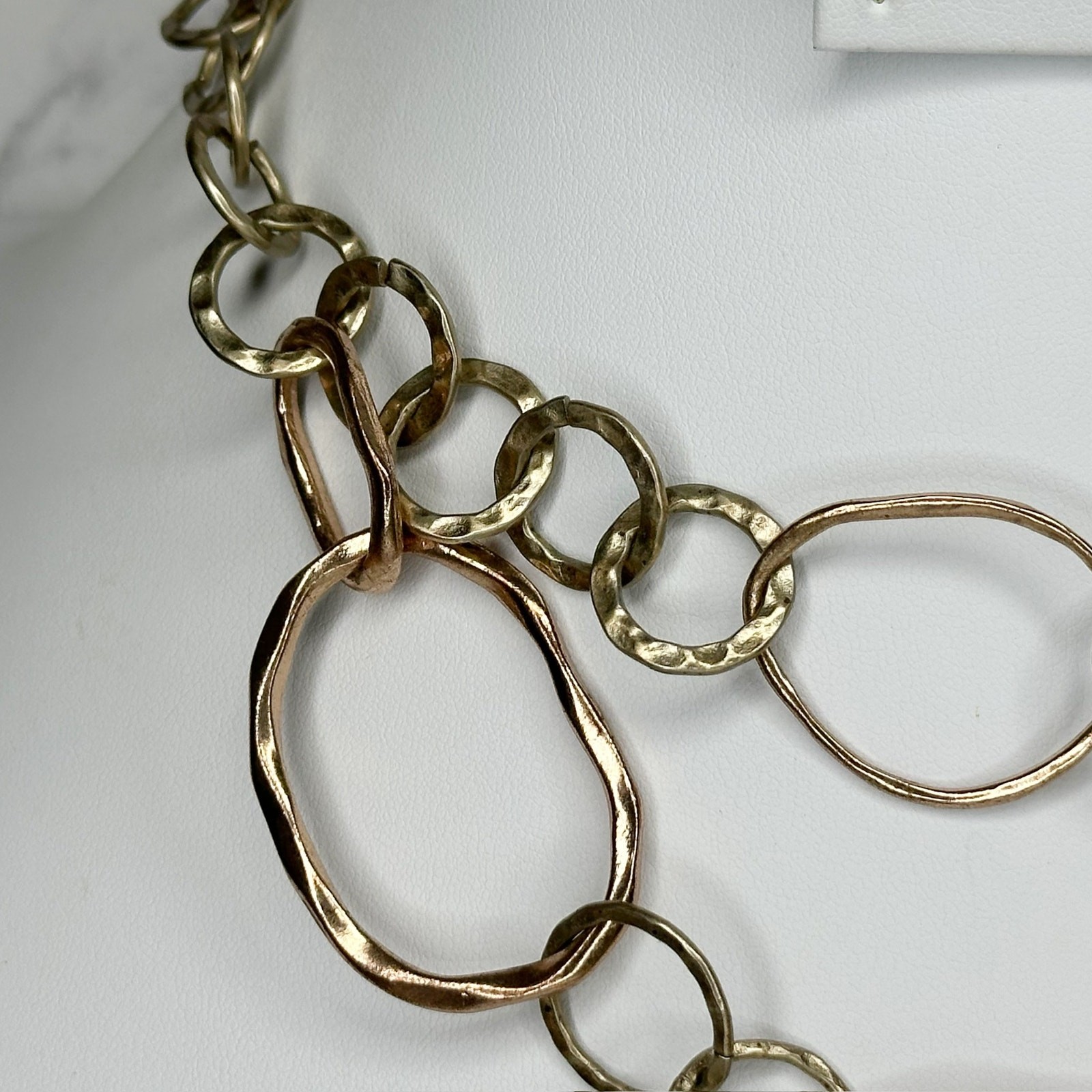 Chicos Hammered Chain Link Statement Necklace Gol… - image 3