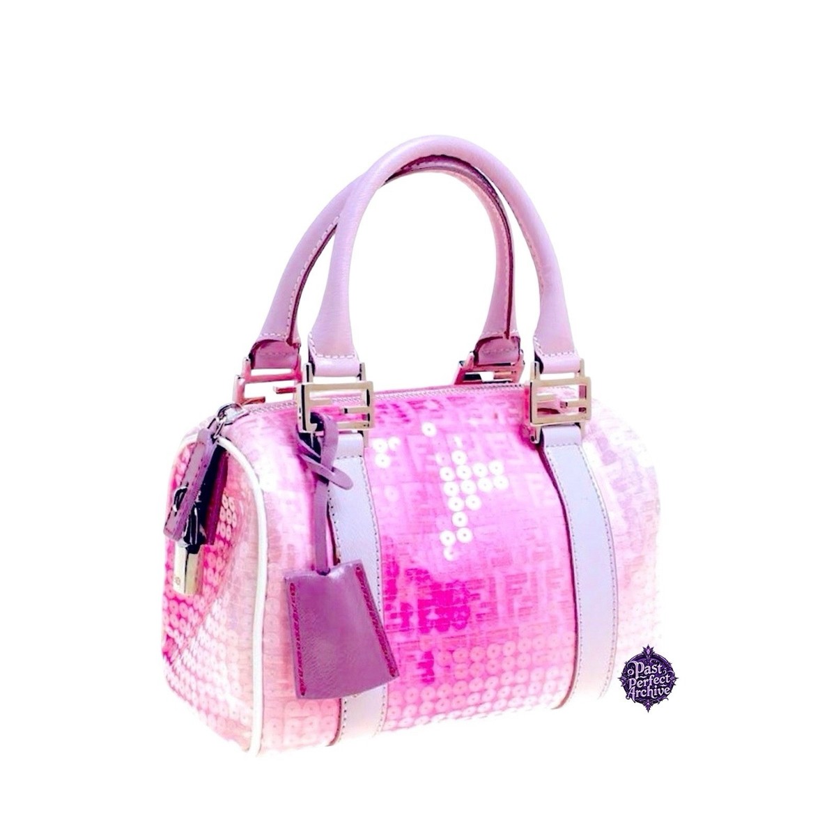 Fendi 2000s Limited Edition Pink Lavender Monogram Logo Sequins
