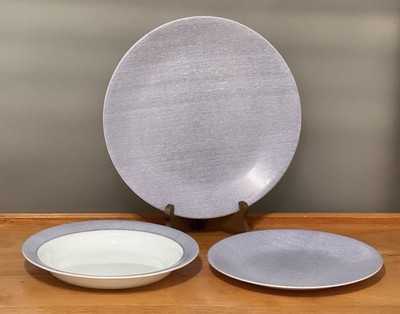 Purple Linen Corelle by Corning 4 Dinner Plates, 4 Salad Plates, 4 Soup Bowls