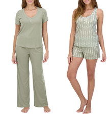 Live 2 Lounge Women  s 4-Piece Pointelle Lounge Set Green Size M