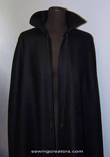 Black Wool Adult Cape Medieval Cloak Bridal Halloween Vampire By SewingCreators