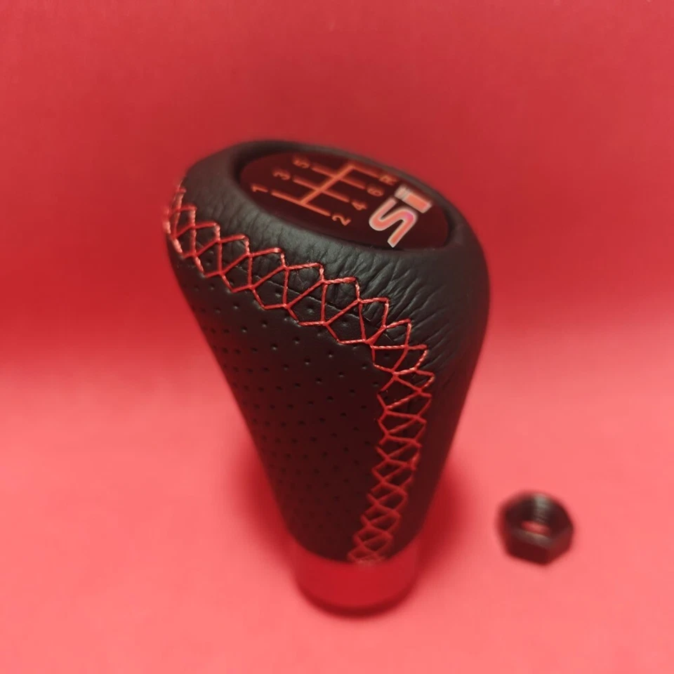 RED STITCH LEATHER SI 6S JDM SHIFT GEAR KNOB for CIVIC MKX MK9 MK8 ACCORD TYPE R Foto 4 de 4
