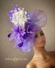 Aimee Fuller Purple Fascinator Cream Kentucky Derby Hat Del Mar Hat Royal Ascot