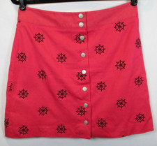 Vintage Lilly Pulitzer Skirt Button Up Red Boat Wheels Size 6