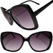 Vintage Look Oversized Exaggerated Butterfly Black Frame Womens Sunglasses