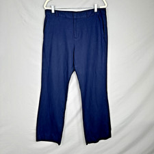 Banana Republic Womens Martin Fit Linen Blend Pants Navy Sz 12 Chino Casual Work