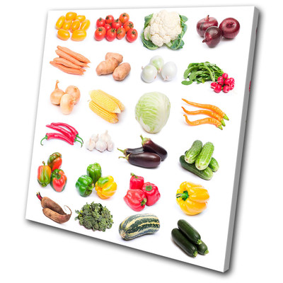 Food Kitchen Vegatables Collage SINGLE CANVAS WALL ART Picture Print VA