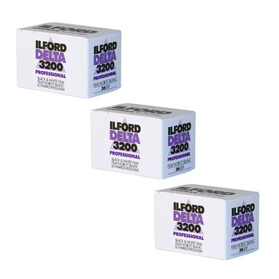 3 Rolls Ilford Delta 3200 Pro Black & White Print 35mm Film, 36 Exposure