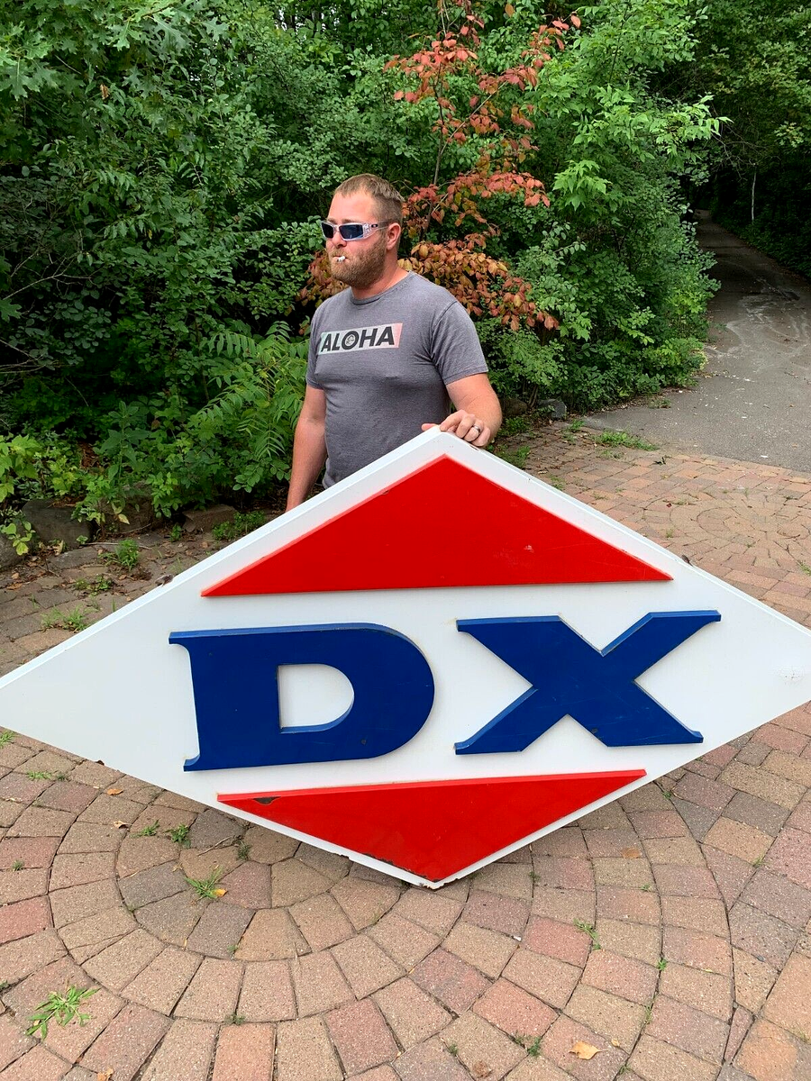 DX ヴィンテージ　琺瑯看板　vintage sign Vintage Lg Porcelain DX Diamond Motor Oil Gas Gasoline Sign 3D 84
