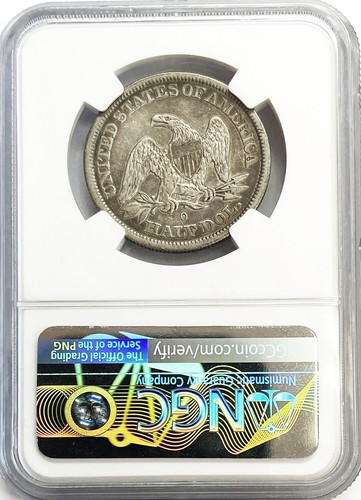 1845 O SILVER US SEATED LIBERTY HALF DOLLAR 50C COIN NGC EXTREMELY FINE 45 - Picture 2 of 2