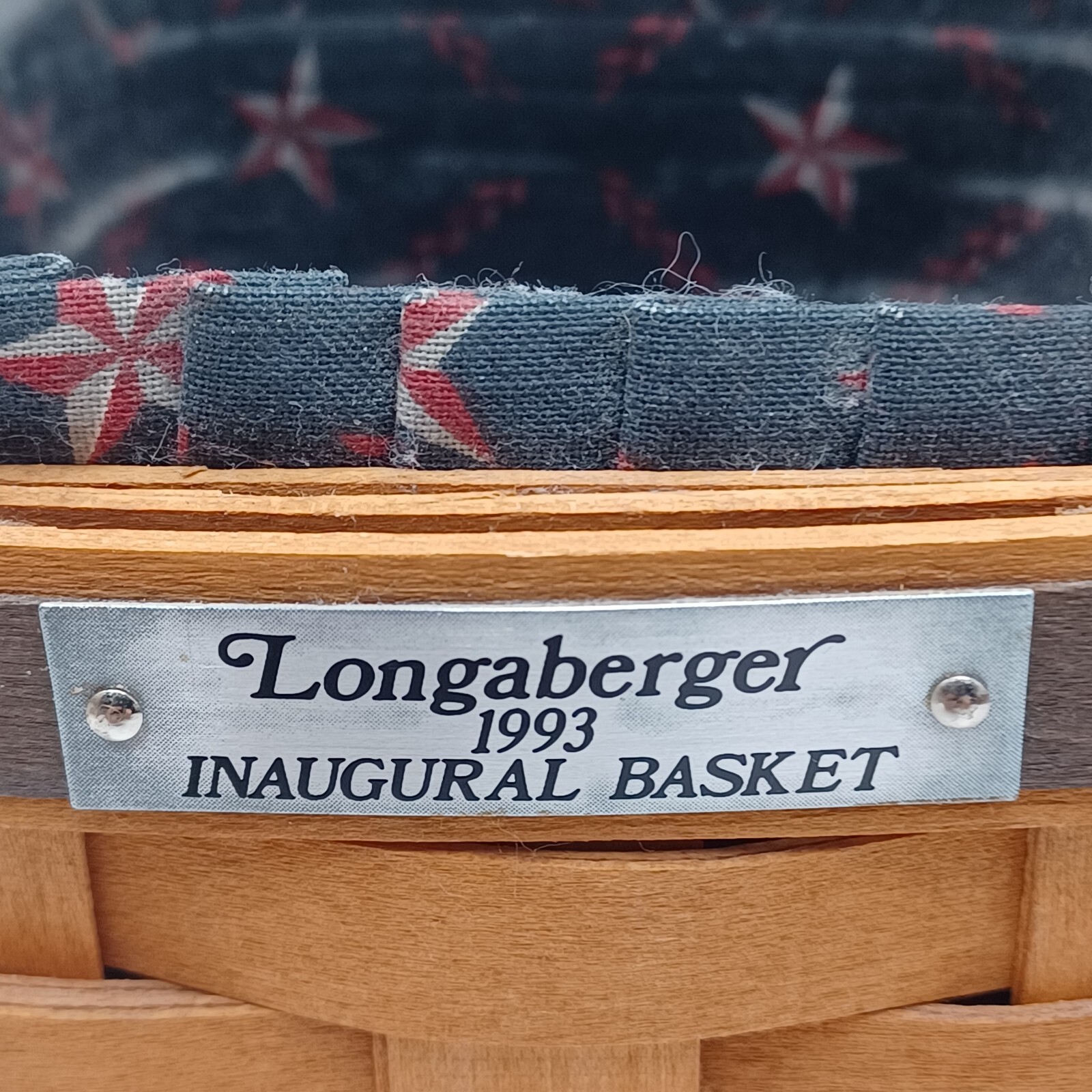 Longaberger 1993 INAUGURAL BASKET LOT. PROT, LINER, METAL TAG,  SIGNED, USA NEW
