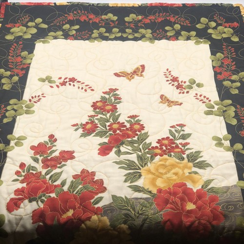 Lotus Asian Flowers Quilted Cotton Fabric Panel By Timeless Treasures