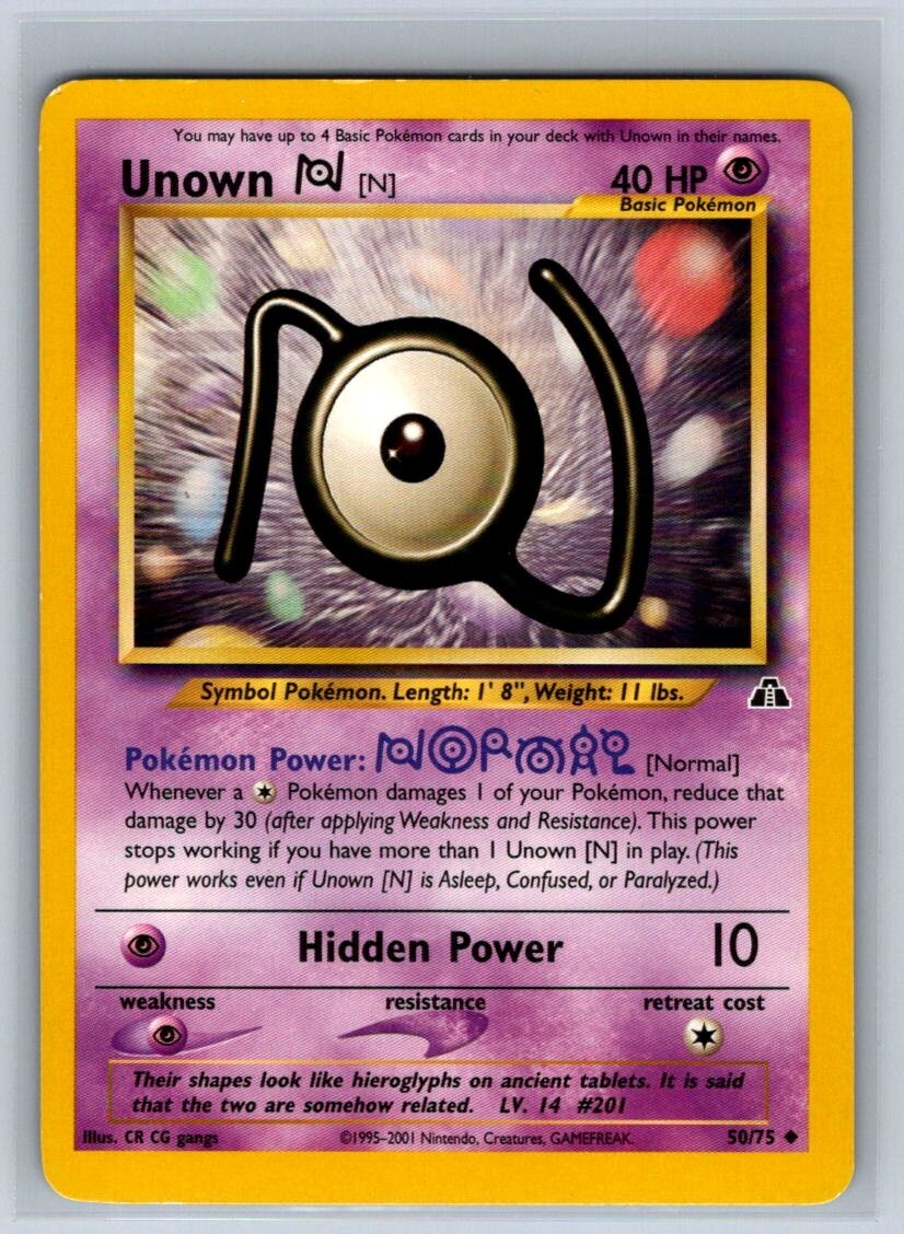Pokemon Unown Neo Discovery Unlimited 50/75 NM