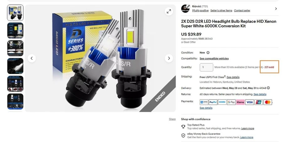 2X D2S D2R LED Headlight Bulb Replace HID Xenon Super White 6000K Conversion Kit - Image 2 of 4