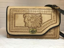 VTG Hand Tooled Leather Shoulder Crossbody Purse Western Equestrian REVERSABLE