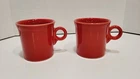 Fiestaware Scarlet Red O-Ring Handle Coffee Mugs Lot Of 2 HLC Homer Laughlin EUC
