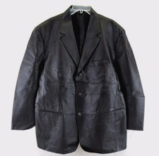 UNBRANDED MEN'S BLACK GENUINE LEATHER BLAZER SIZE L VT653