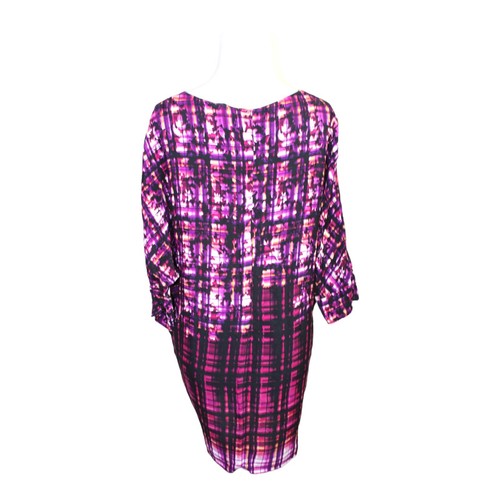 Maeve Shift Dress Size Small Purple Plaid Pattern 3/4 Sleeves Relaxed Fit - Picture 3 of 8