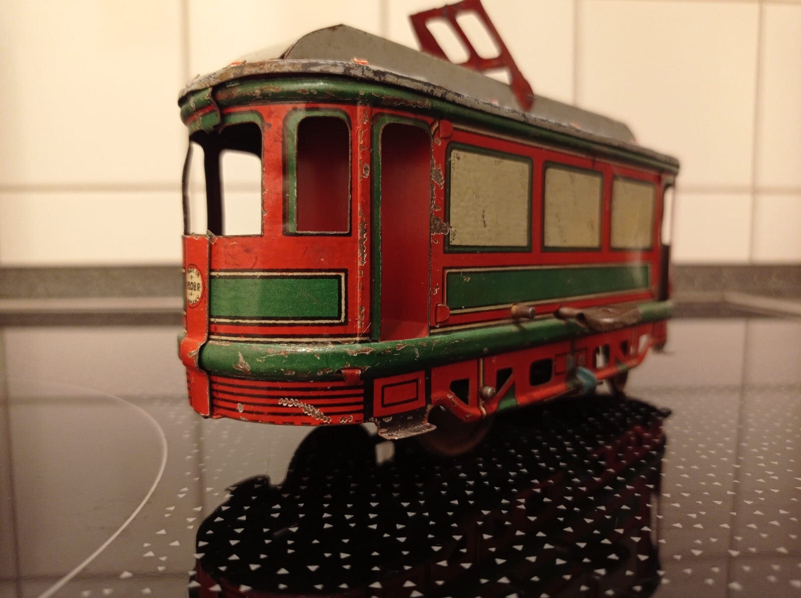Blechspielzeug "OROBR" Straßenbahn zum Aufziehen, Made in Germany ca