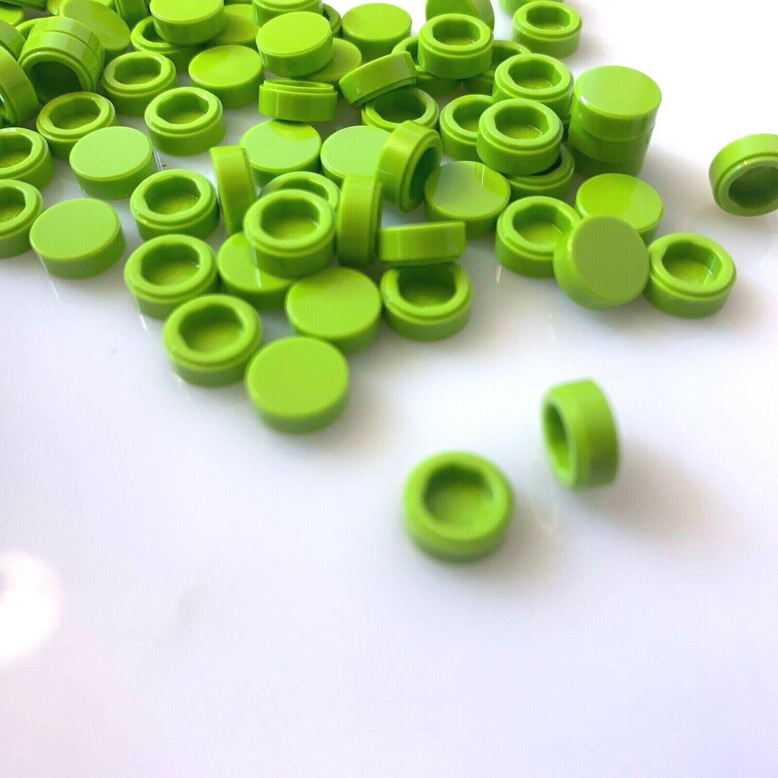100 NEW LEGO Bright Yellowish Green (Lime) FLAT TILE 1X1, ROUND  (35381/6284583)
