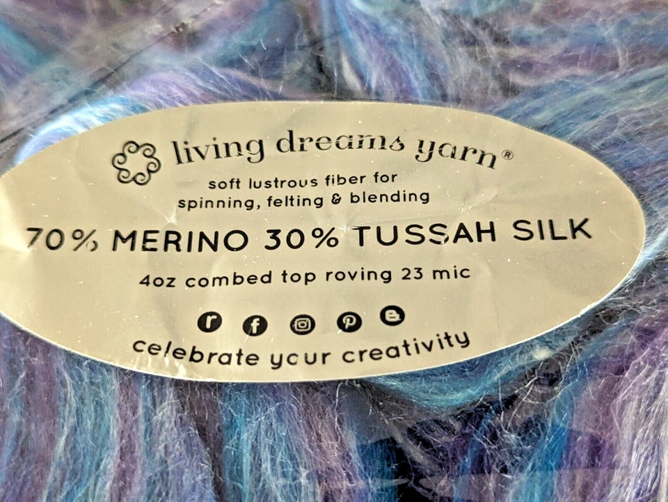 Living Dreams Yarn Merino & Tussah Silk Fiber Blend Spinning Felting Blending - Image 2 of 4