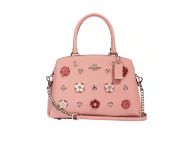 Coach Pink Lillie Triple Compartment Crossbody With Floral