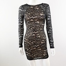 Windsor Black Lace Mini Dress Size XS Long Sleeve Backless Cocktail Clubwear NEW