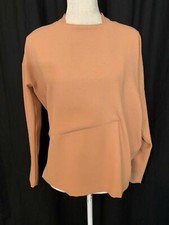Alysi Womens Solid Soft Orange Long Sleeve Top Blouse Italy 4 Small