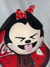Disney Minnie Mouse Emoji Throw Pillow 2 Sided Reversible Round Ears 18 x 19