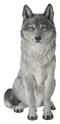 #ad #ad Exclusive Sitting Wolf Resin Garden Statue Garden Home Decor Large Wild Animal $338.57