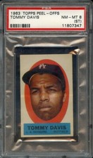 1963 TOPPS PEEL-OFFS TOMMY DAVIS PSA NM-MT 8 (ST) 