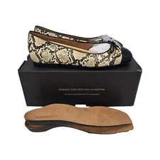 NEW Vionic Klara Ballet Flat Slip-On Ivory Leather Snake Print Skin Sz 9.5 $130
