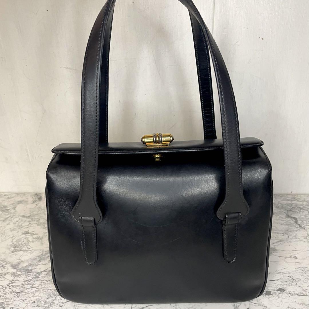 Gucci Vintage Handbag Calf Black Handbag H17.cm x approx. 24cm x