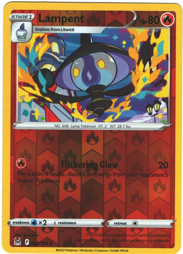 Lampent 25/196 Lost Origin Reverse Holo Uncommon Pokemon Card TCG Pokémon 025
