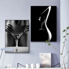 Sexy Woman Wall Art Poster Black and White Art Print Canvas Painting  Canvas Art
