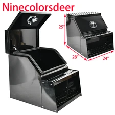 25''×28''×24'' Aluminum Side Mount Semi Truck Storage Tool Box w/Saddle Step BK