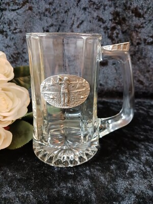 Pres Star TEE OFF Golf Beer Mug Stein - Pewter Emblem and Handle Top - Pristine