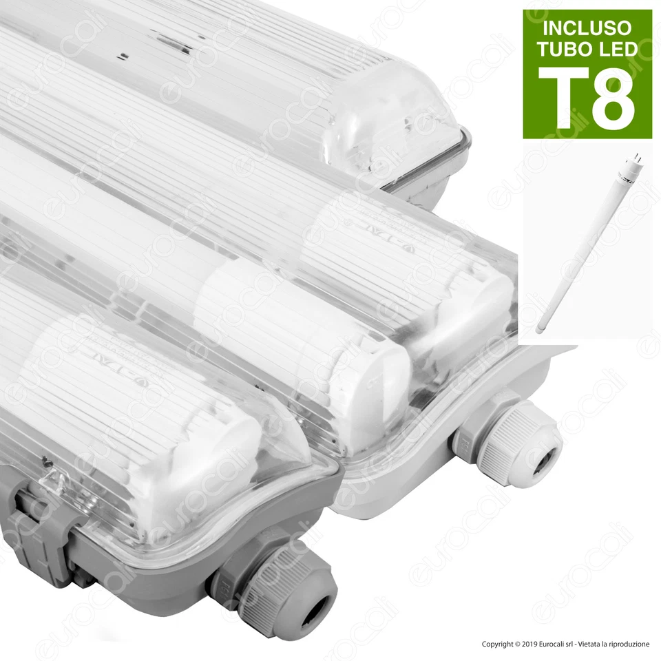 V-TAC / LIFE Plafoniera Stagna con Tubo LED T8 60 120 150 cm Neon G13 IP65 V-Tac da Soffitto