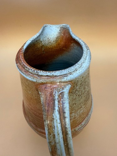 Hand Thrown Art Pottery Pitcher Russet Earth Tones Salt Glazed 11.5" - Picture 8 of 16