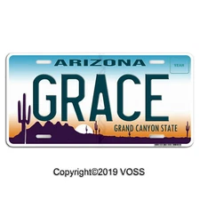 Arizona Personalized Name Custom Aluminum Vanity Car License Plate "Grace"