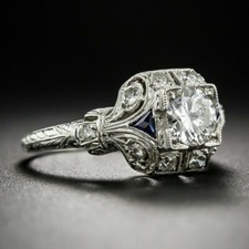 2.60 Ct Art Deco Style Round Cut Lab-Created Diamond Engagement Ring 925 Silver