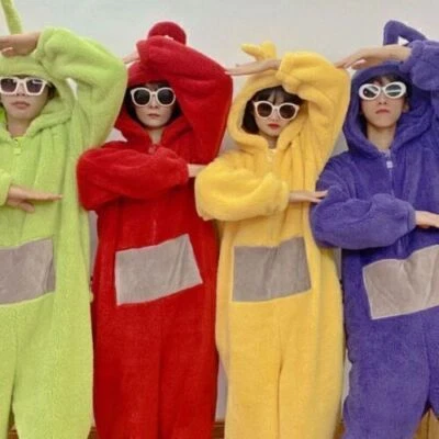 2025 Adult Teletubbies Costume Disi Onesis Lala Cosplay Jumpsuit Pajama Carneva