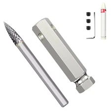 1/4" Carbide Burr Adapter Pointed Double Cut Rotary File Suitable for Low Spe...
