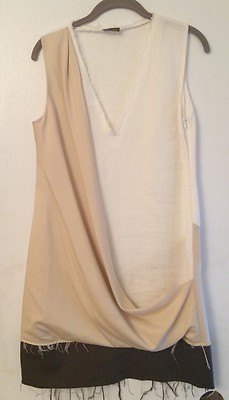 FENDI White Brown Linen Silk Mini Sleeveless Dress V-Neck Italy Size 42 US  6 | eBay