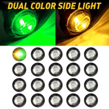 20pcs 3/4" Round Amber Green LED Signal Trailer Clearance Side Marker Lights EOA