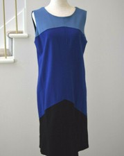Tahari Sleeveless Blue Combo Colorblock Dress Crew Neck NWT Size 6
